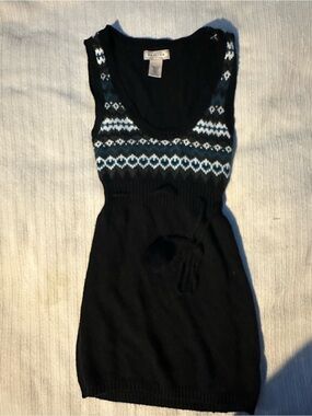 Arizona y2k Black Knit Sweater Dress with Fair Isle Trim